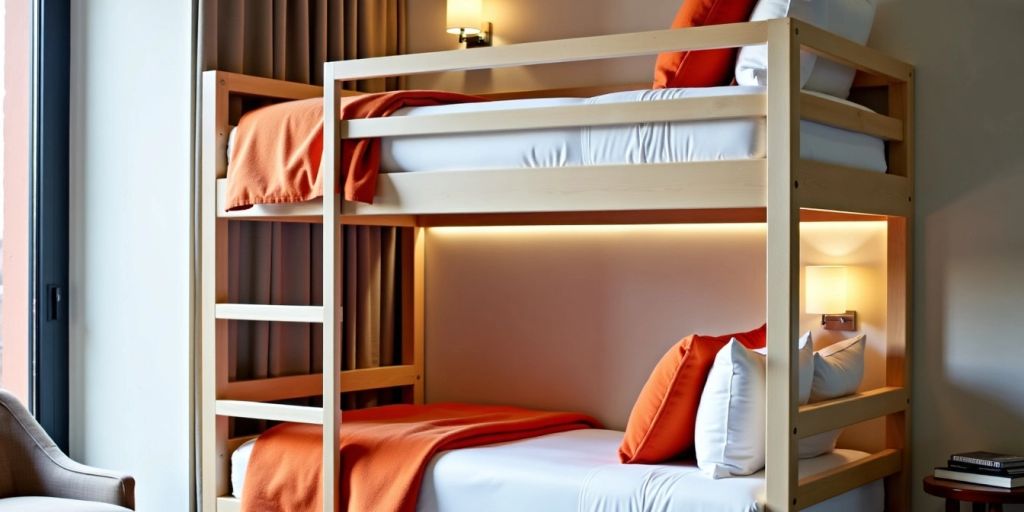 Stylish bunk bed in a bright, modern room.