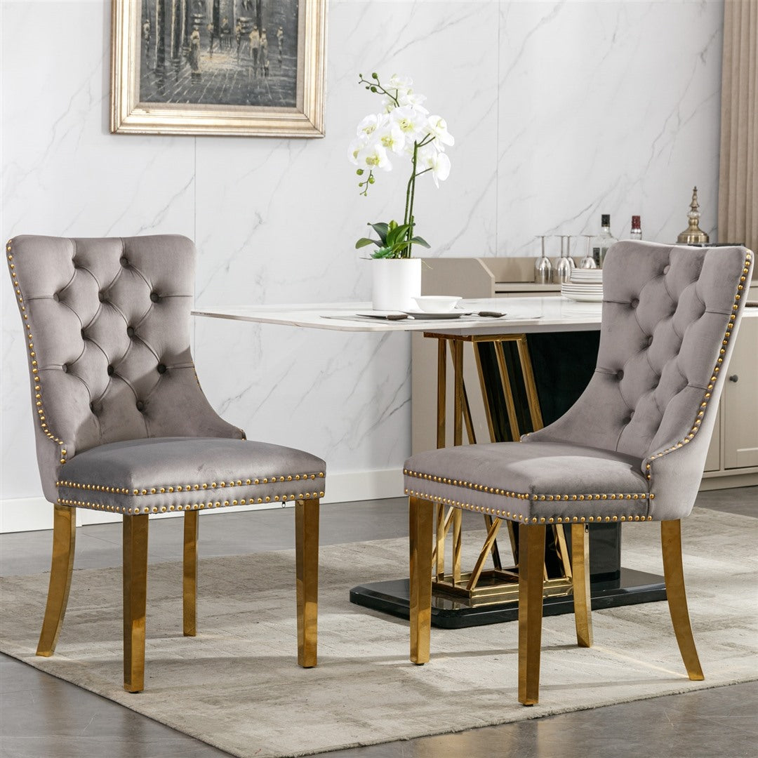 AADEN Velvet Dining Chairs Set of 2