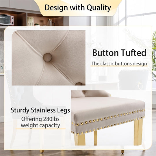 AADEN Velvet Dining Chairs Set of 2