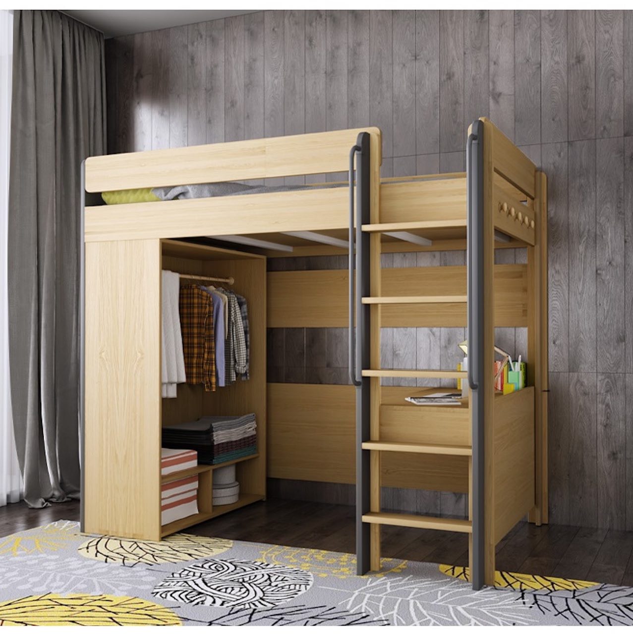 TEOM Loft Bed (Bed + Wardrobe)